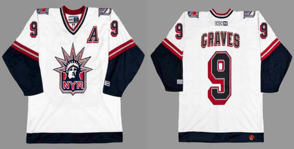2019 Men New York Rangers #9 Graves white CCM NHL jerseys
